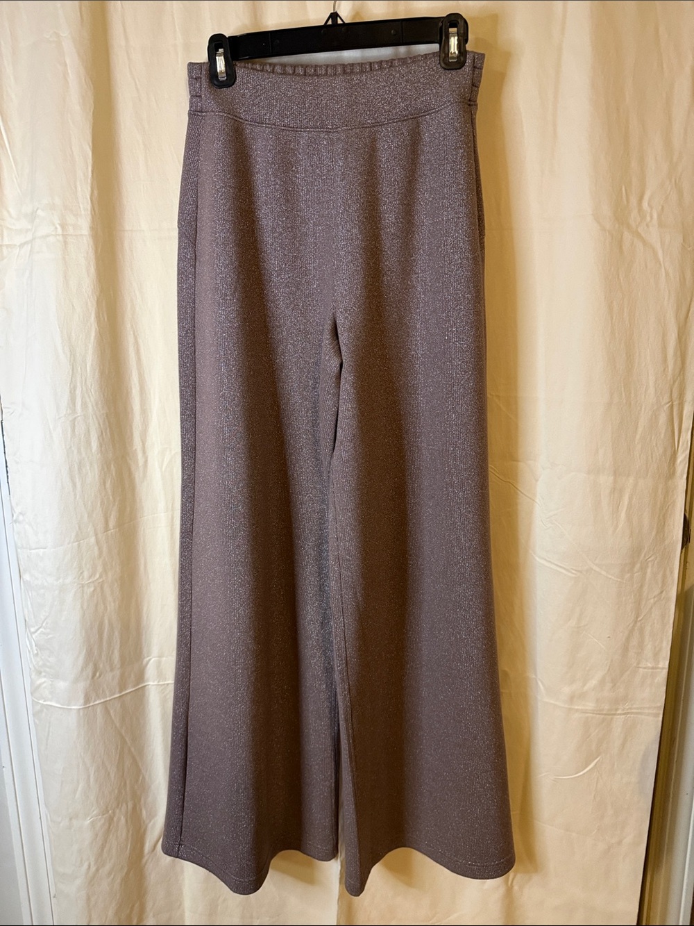 SPANX Taupe Shimmery Wide-Leg Pants & Zip Pullover Set - Picture 4 of 10